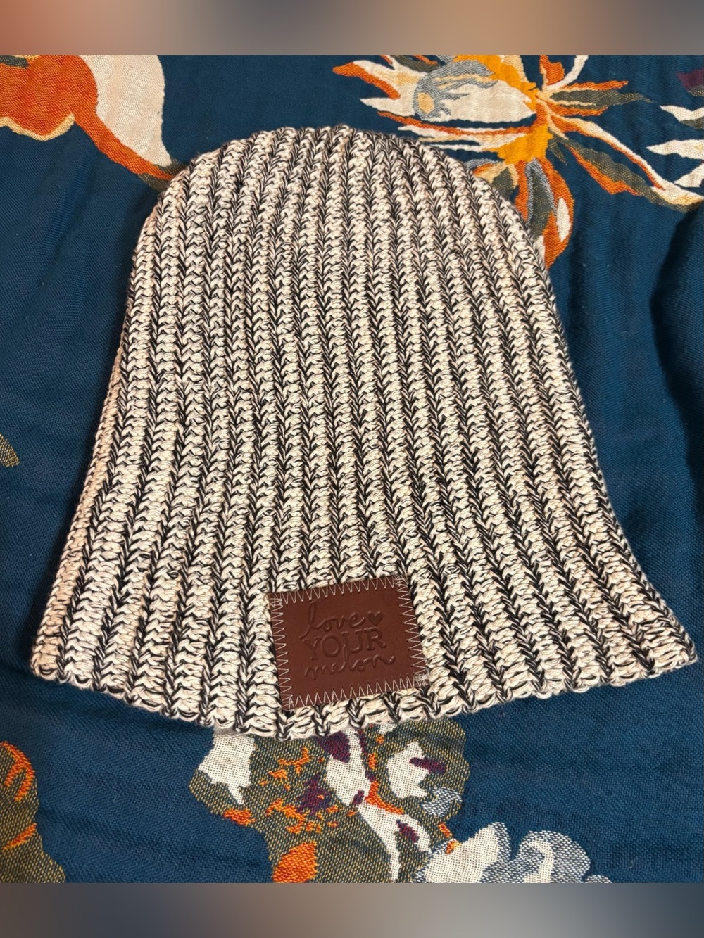 Love Your Melon Black and White Marled Knit Beanie